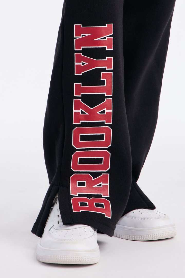 Mini Brooklyn NY Fleece Pant Set - Black/Red