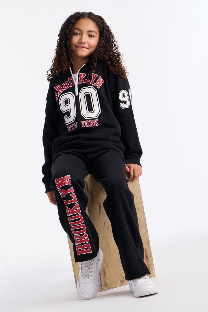 Mini Brooklyn NY Fleece Pant Set - Black/Red