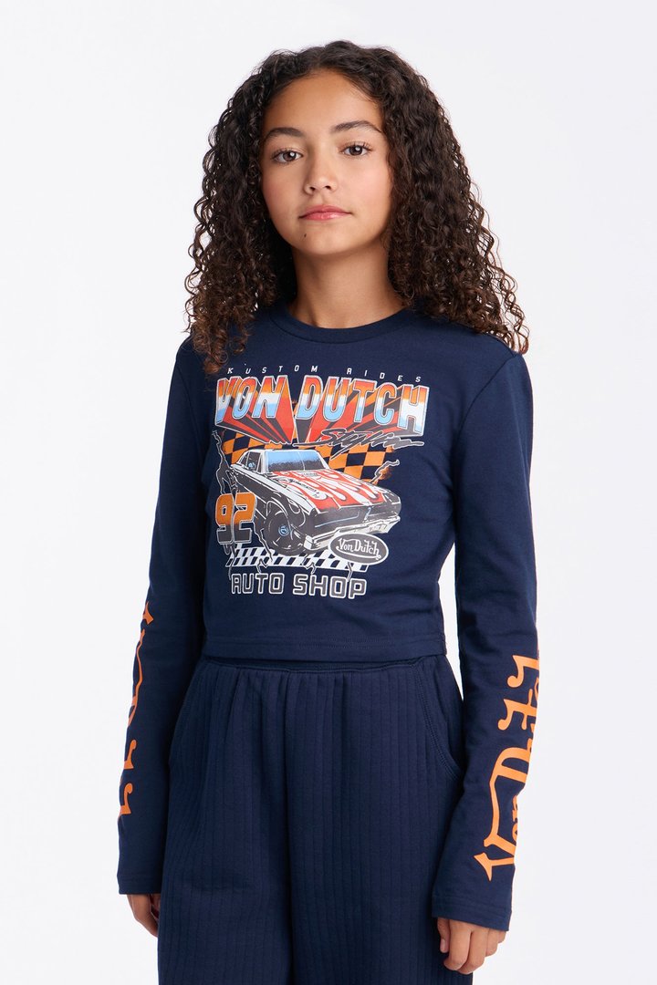 Mini Von Dutch Logo Lace Up Top - Navy