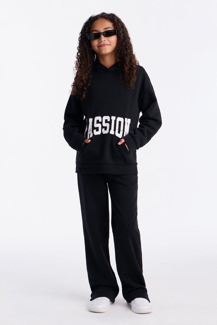 Mini Setting Intentions Fleece Sweatsuit Set - Black