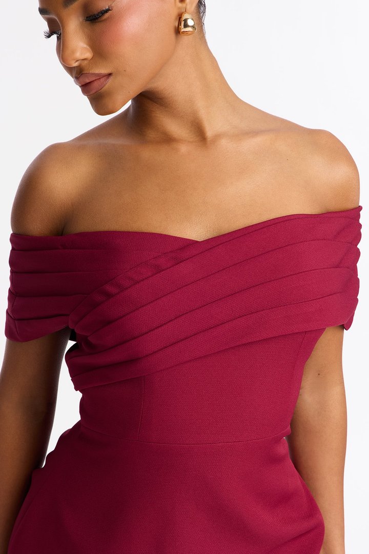 Koa Off Shoulder Mini Dress - Wine
