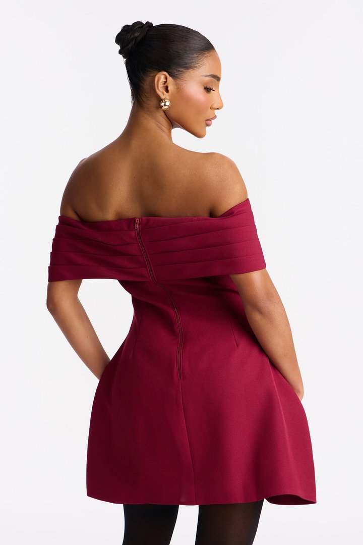 Koa Off Shoulder Mini Dress - Wine