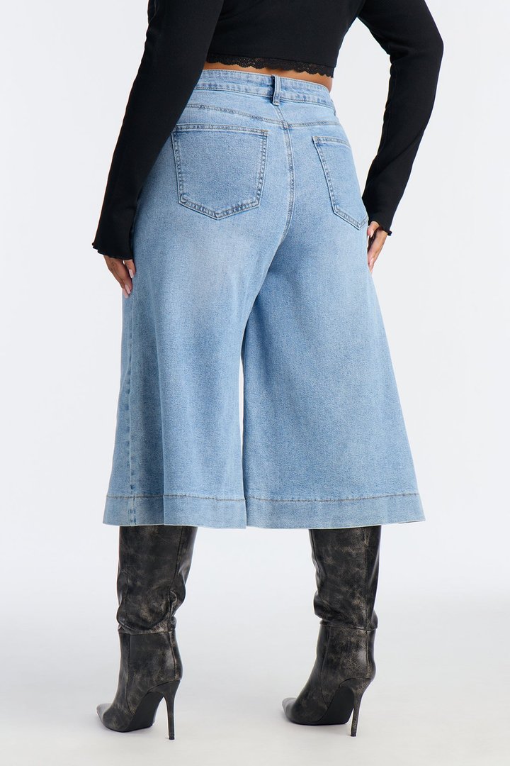 Greenwich Culottes Wide Leg Jeans - Medium Wash