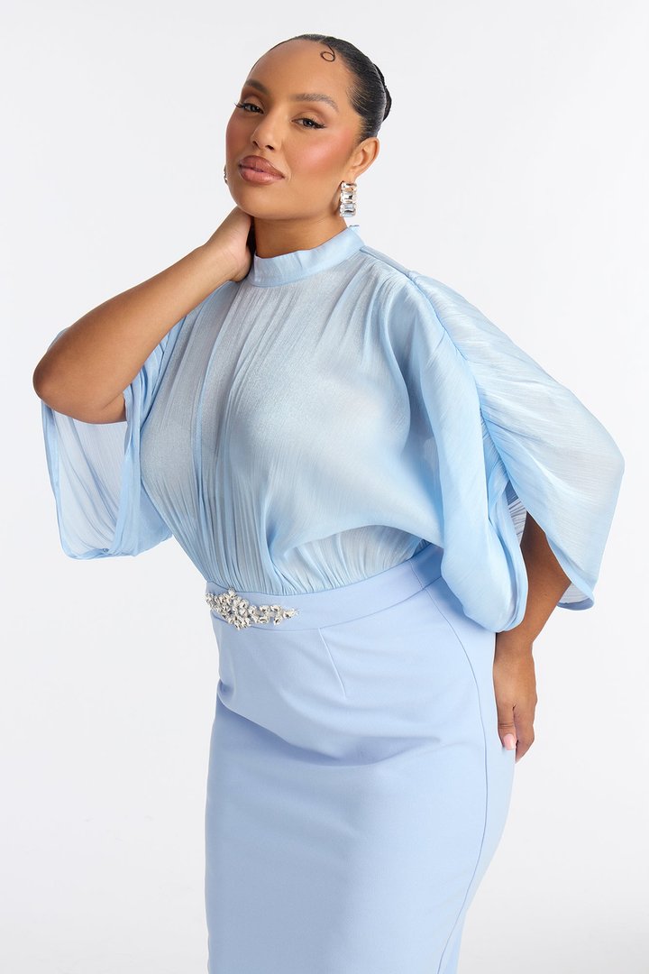 Chelsea Long Sleeve Midi Dress - Blue