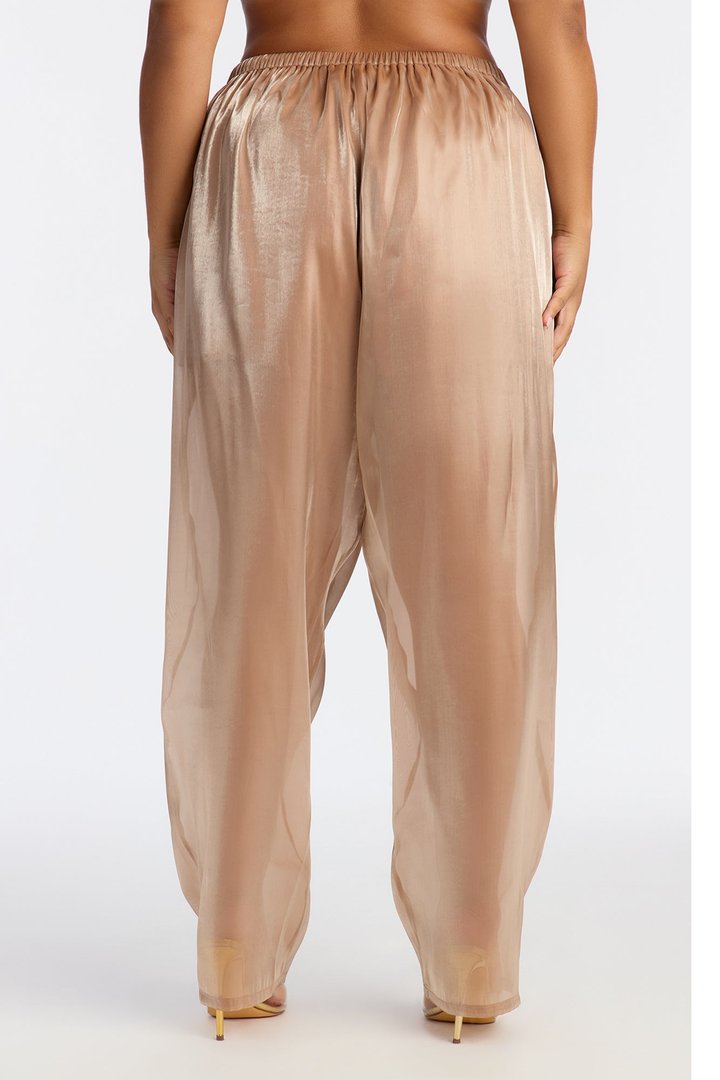 Midnight Madness High Rise Sheer Barrel Leg Pant 32″ - Champagne