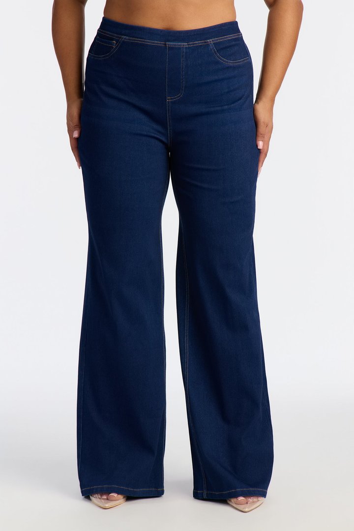 Amber Knit Wide Leg Pant 33″ - Rinse Blue Wash