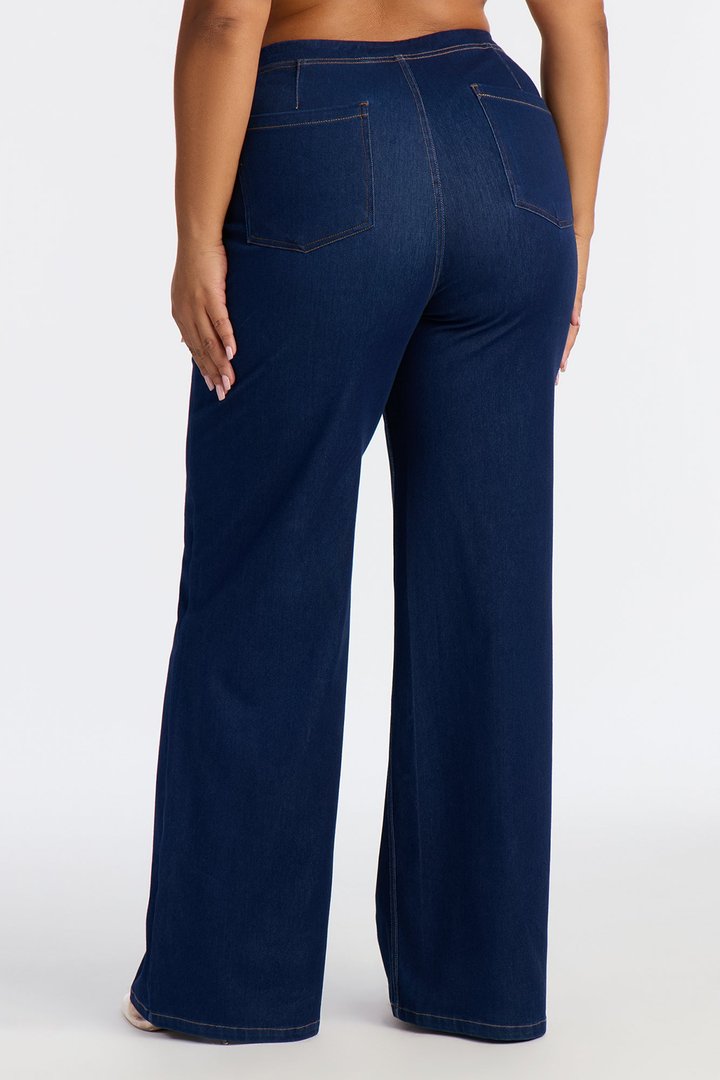 Amber Knit Wide Leg Pant 33″ - Rinse Blue Wash