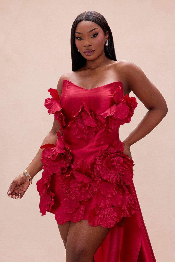 Dara Draped Taffeta Mini Dress - Red