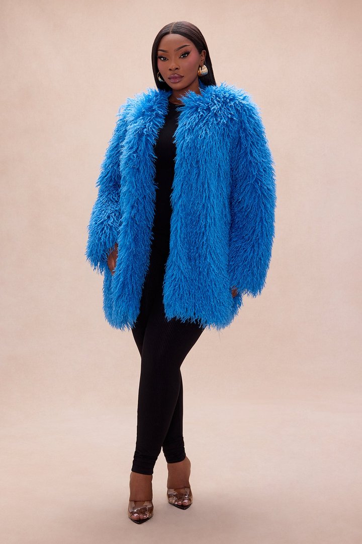 Aubrie Faux Fur Jacket - Blue