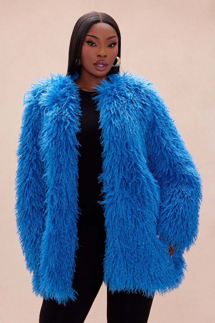 Aubrie Faux Fur Jacket - Blue