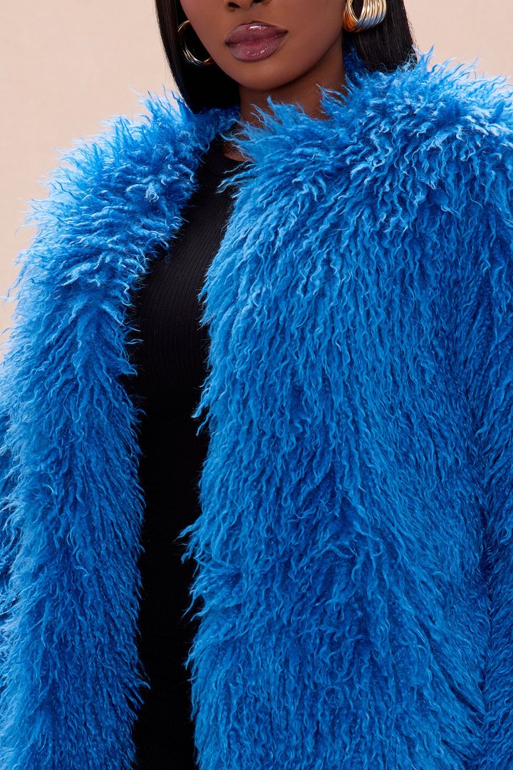 Aubrie Faux Fur Jacket - Blue