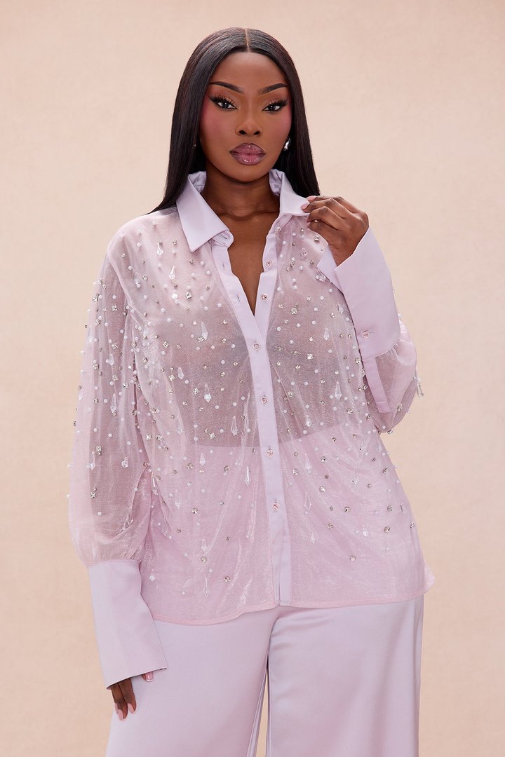 Athena Embellished Pant Set - Pink