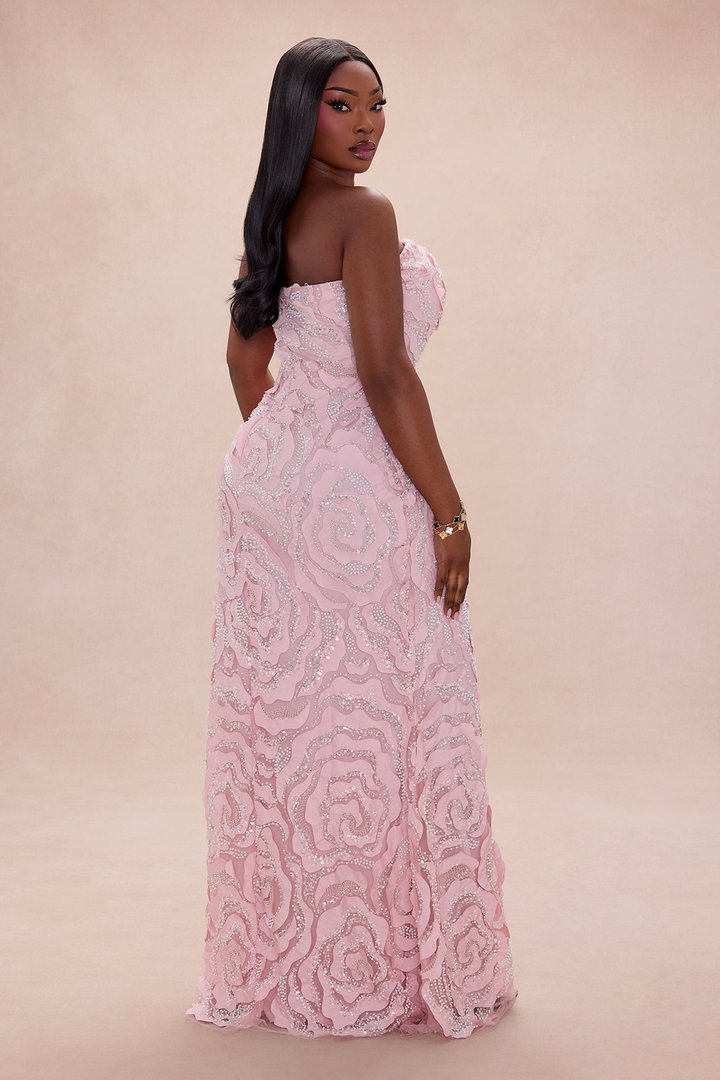 Elaine Embellished Sequin Gown - Light Pink