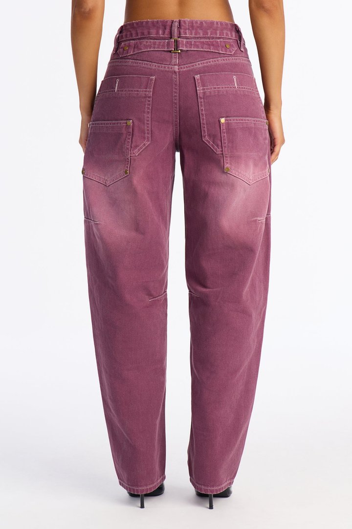 Bailey Buckle Loose Fit Jeans - Plum
