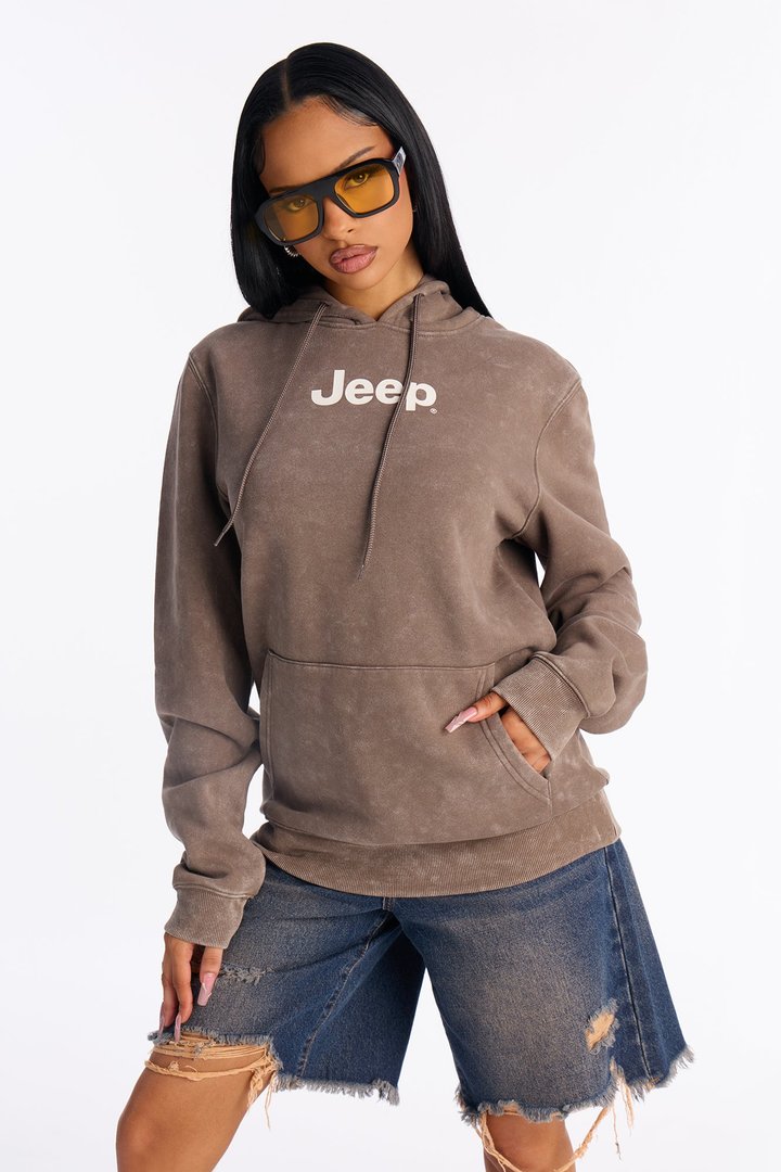 Jeep Legends Washed Fleece Hoodie - Brown