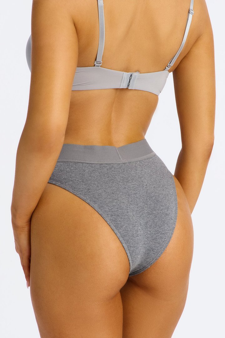 FN Mood Cotton Ribbed Hipster Panty - Charcoal
