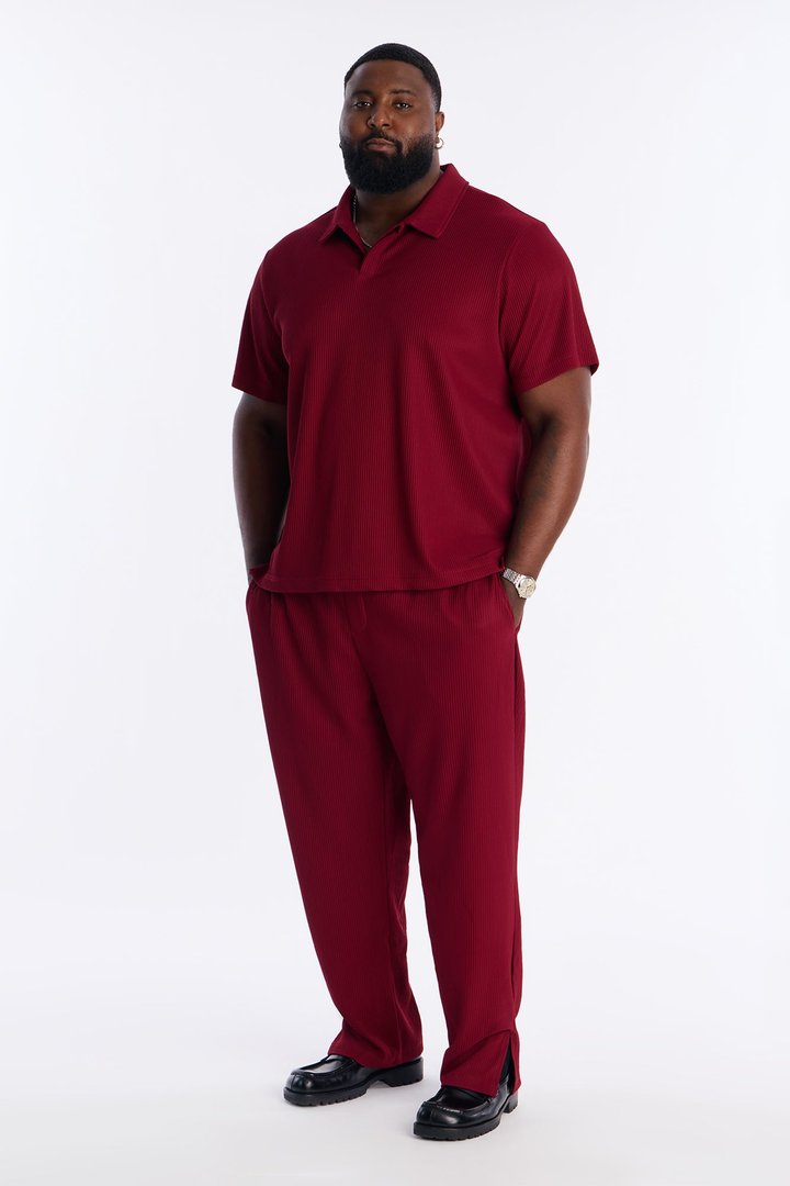 Show Up Slim Slit Pants - Burgundy