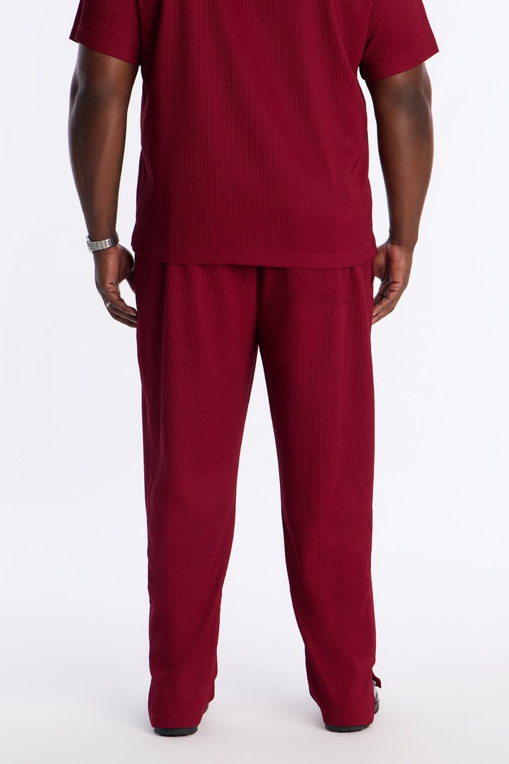Show Up Slim Slit Pants - Burgundy