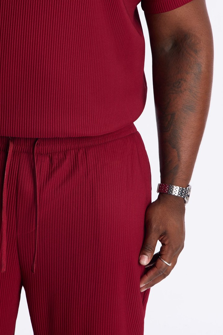 Show Up Slim Slit Pants - Burgundy