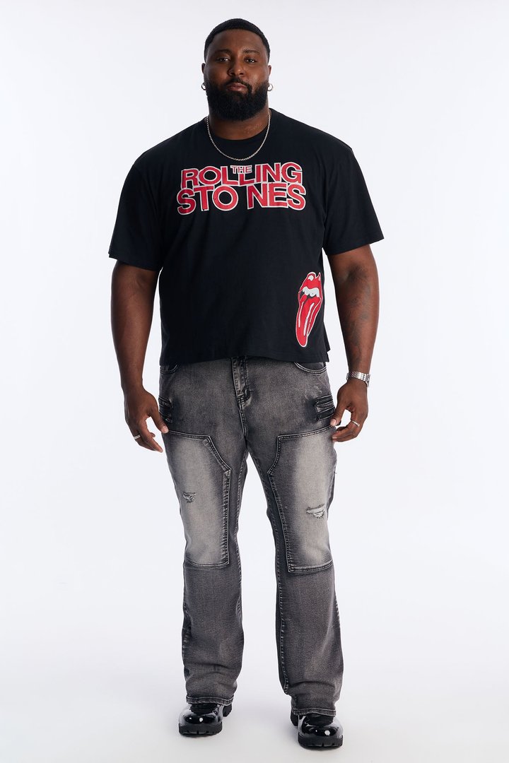 Stacked Skinny Flare Up To Me Carpenter Distressed Jean - Black Wash