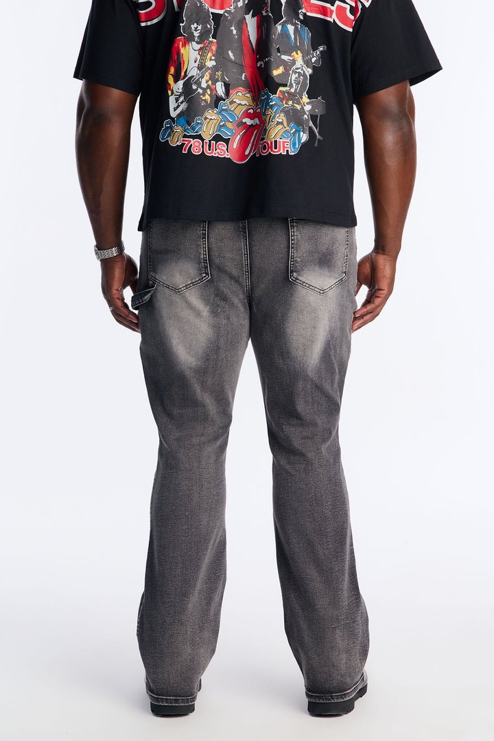 Stacked Skinny Flare Up To Me Carpenter Distressed Jean - Black Wash