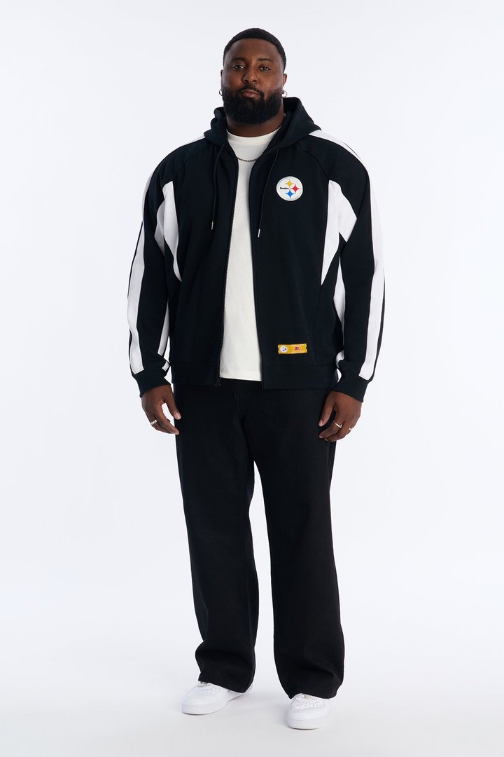 Steelers Monster Oversized Zip Up Hoodie - Black