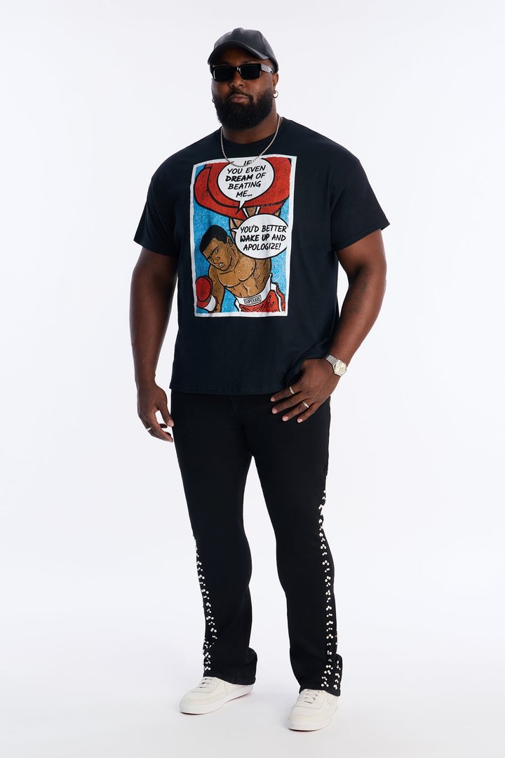Stacked Skinny Flare Hit Me With Them Pearls Jean - Black