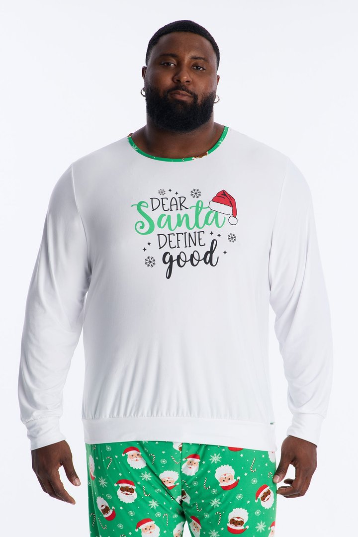 Dear Santa Matching Family Long Sleeve Holiday PJ Set - Green/combo