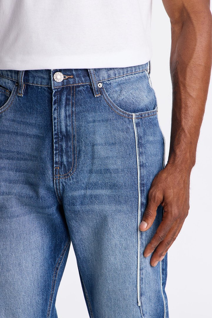 Slim Pipe Down Jean - Medium Blue Wash