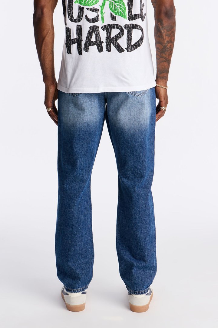Slim Pipe Down Jean - Medium Blue Wash