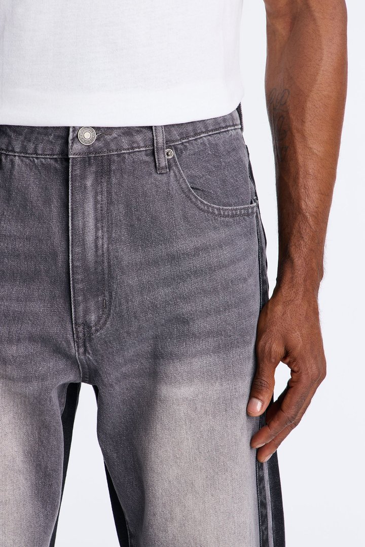 Straight Track Me Down Jean - Black/Grey