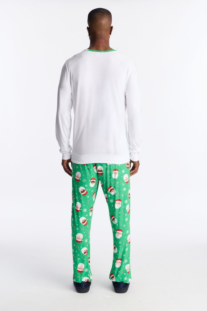 Dear Santa Matching Family Long Sleeve Holiday PJ Set - Green/combo