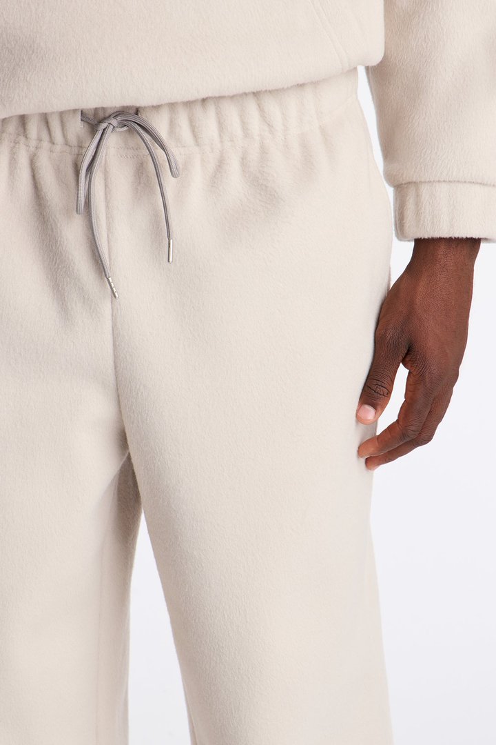 Fuzzy Textured Premium Straight Pants - Stone