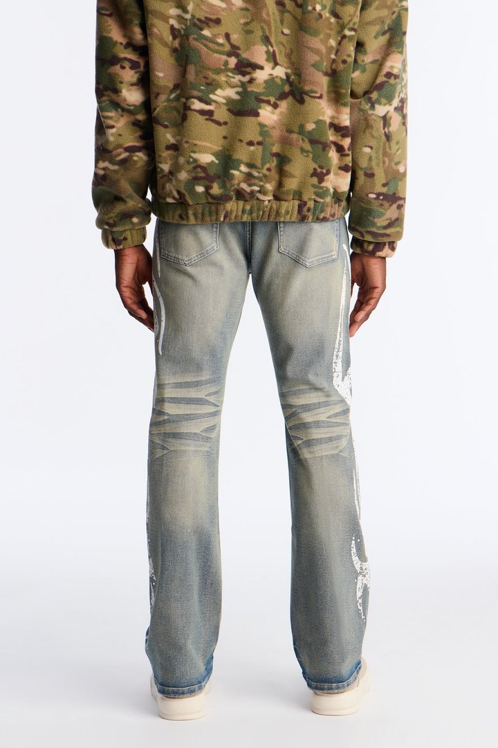 Stacked Skinny Flare Rockstar Life Jewel Jean - Light Wash