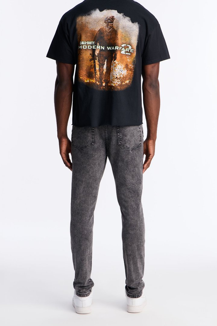 Skinny Blazing Away Rhinestone Jean - Black Wash