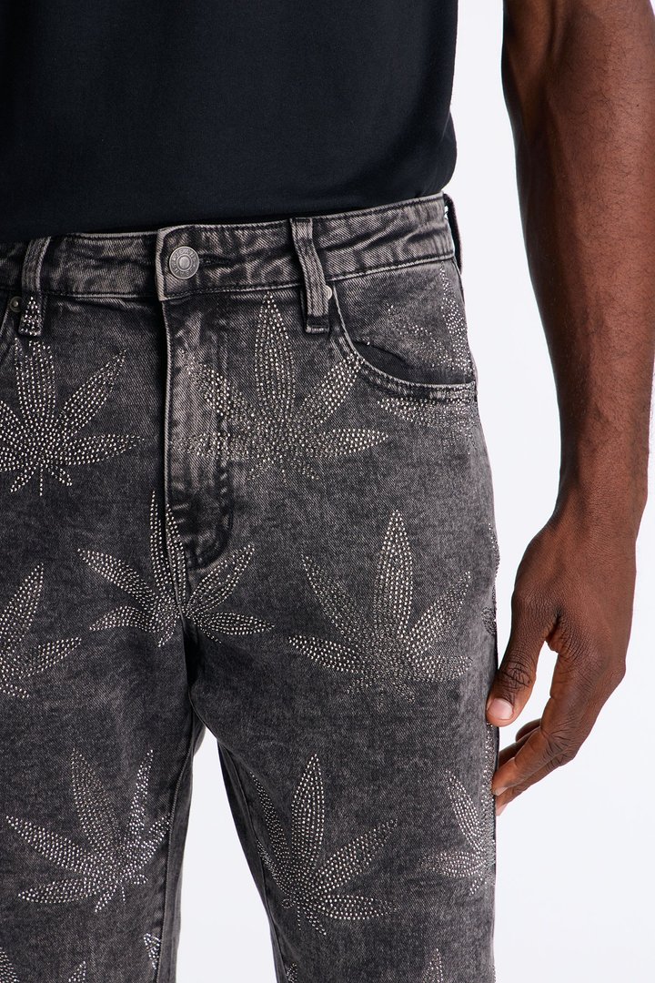 Skinny Blazing Away Rhinestone Jean - Black Wash
