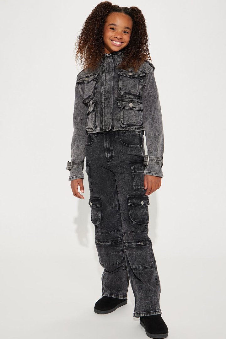 Mini Mad For You Cargo Jeans - Acid Wash Black