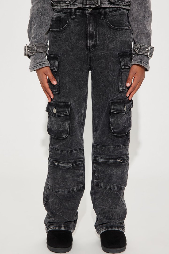 Mini Mad For You Cargo Jeans - Acid Wash Black