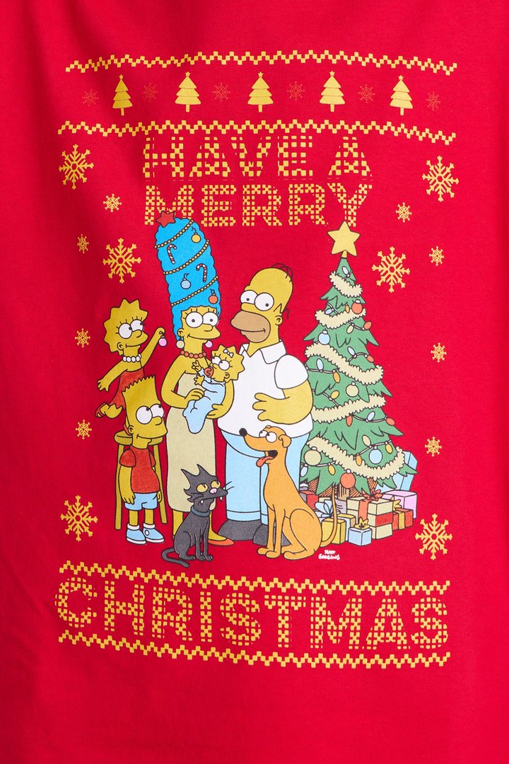 Mini The Simpsons Have A Merry Christmas Short Sleeve Tee - Red