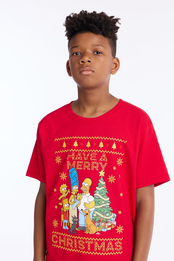 Mini The Simpsons Have A Merry Christmas Short Sleeve Tee - Red