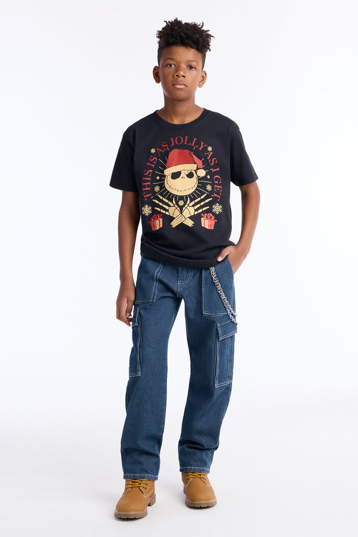 Mini Jack Skellington Jolly As I Get Short Sleeve Tee - Black