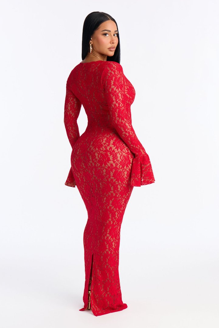 Good Girl Lace Maxi Dress - Red