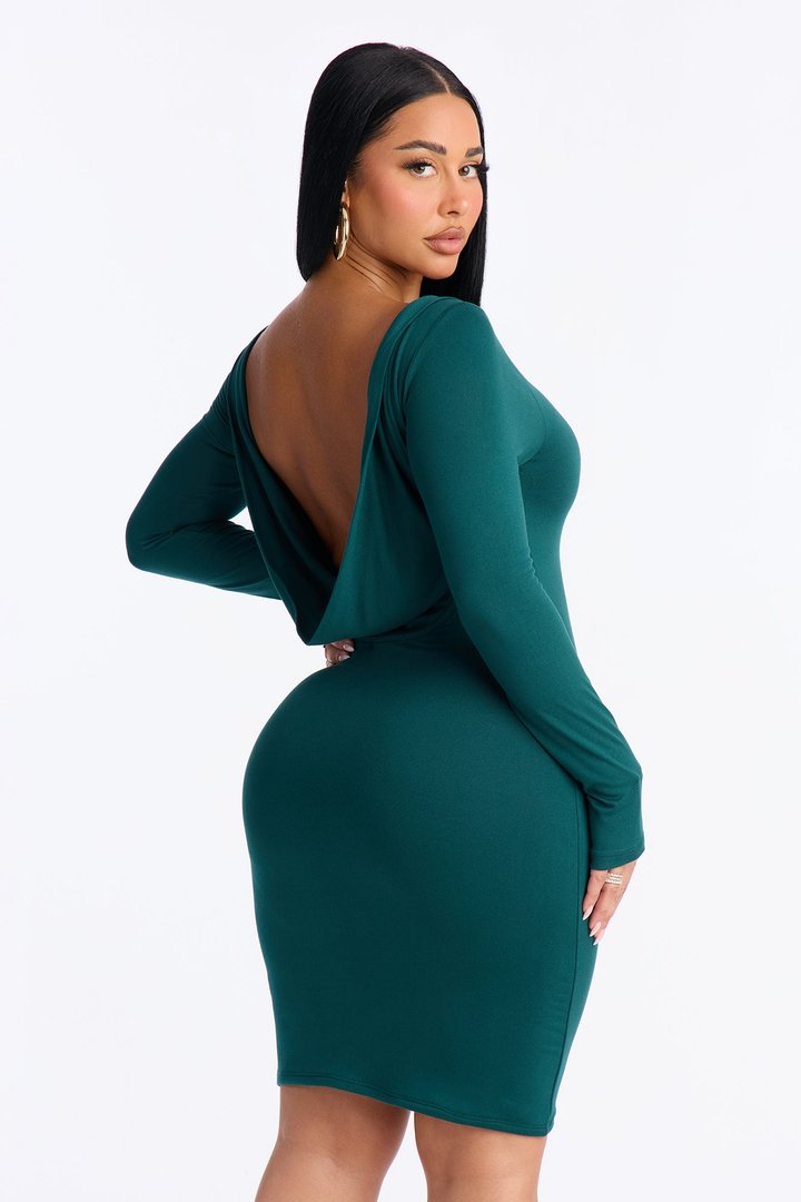 Alicia Backless Mini Dress - Hunter