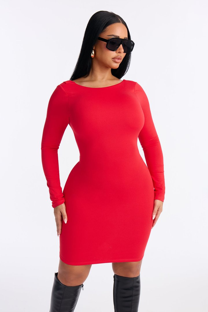 Alicia Backless Mini Dress - Red