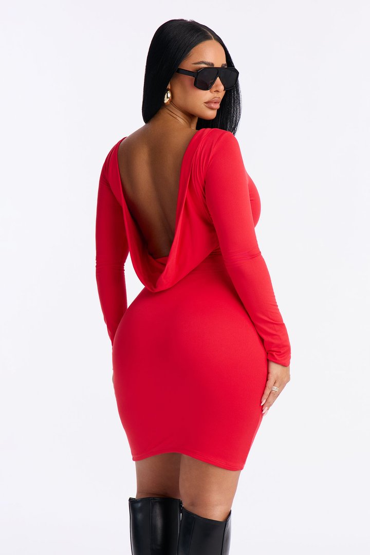 Alicia Backless Mini Dress - Red