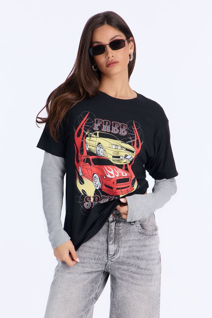 Free Spirit Racing Thermal Long Sleeve Tshirt - Black