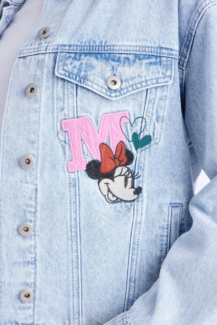 Mickey and Minnie Embroidered Denim Jacket - Medium Wash