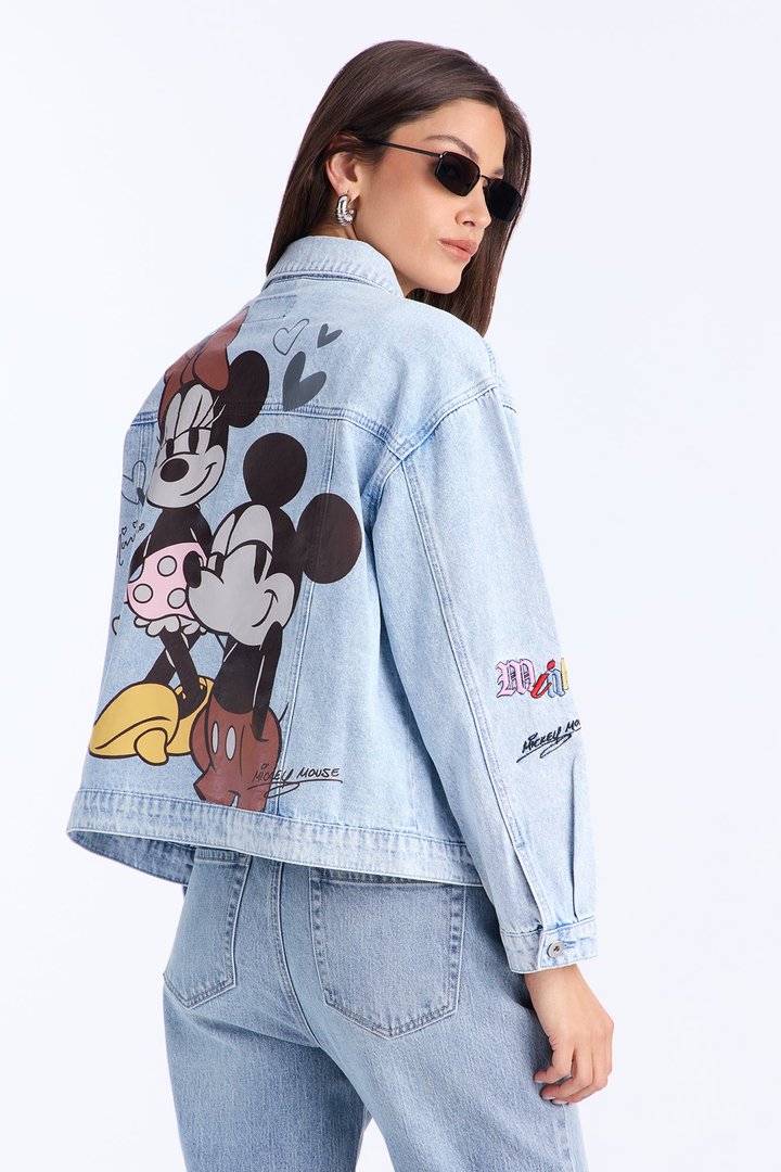Mickey and Minnie Embroidered Denim Jacket - Medium Wash