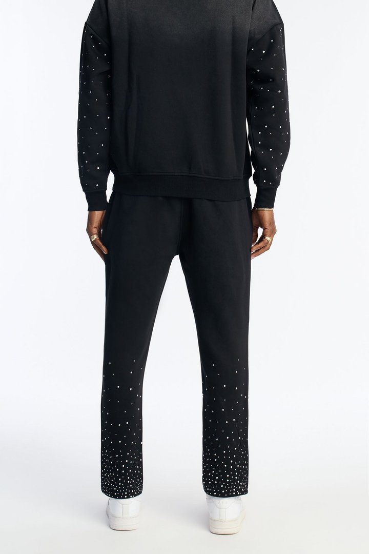 Run Them Rhinestones Relaxed Sweatpants - Black