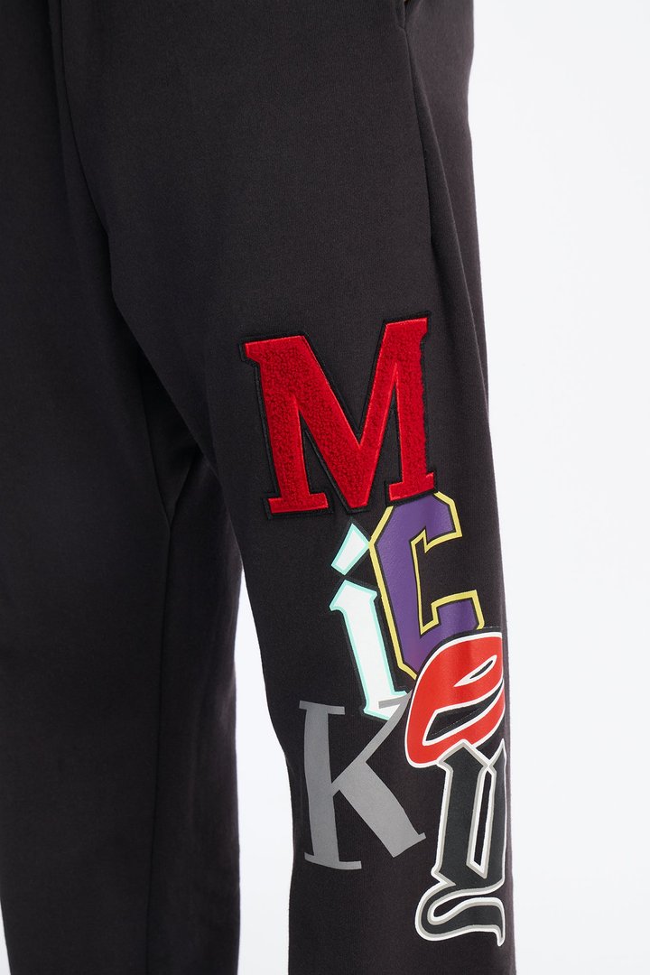 Disney Mickey Patch Wide Fit Sweatpants - Black Wash
